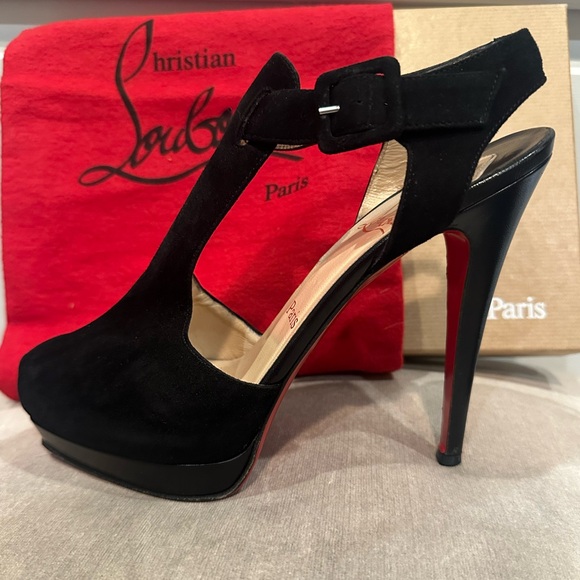 Christian Louboutin Black Suede Platform Heels